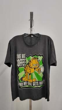 Vintage 80s Garfield "Give Me Coffee" T-Shirt - Sun Sportswear (L)
